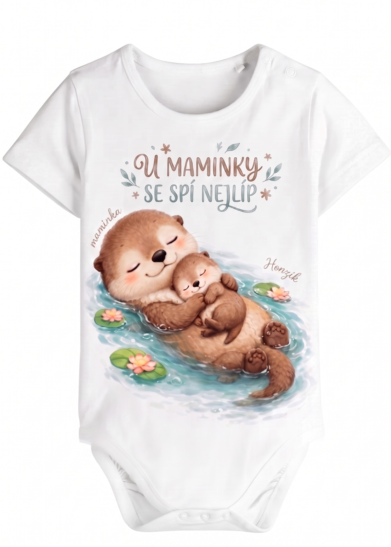 Bílé body s vydrami - U maminky se spí nejlíp